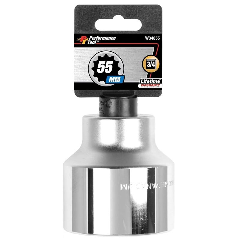 Performance Tool W34855 3/4-Inch Drive 12-Point Standard Socket 55mm - Image 1